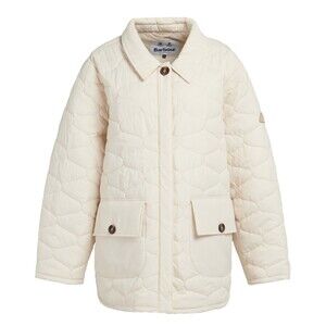 BARBOUR Women's Leilani Quilted Patch-Pocket Jacket in Cream size‎ 2X NWT $280